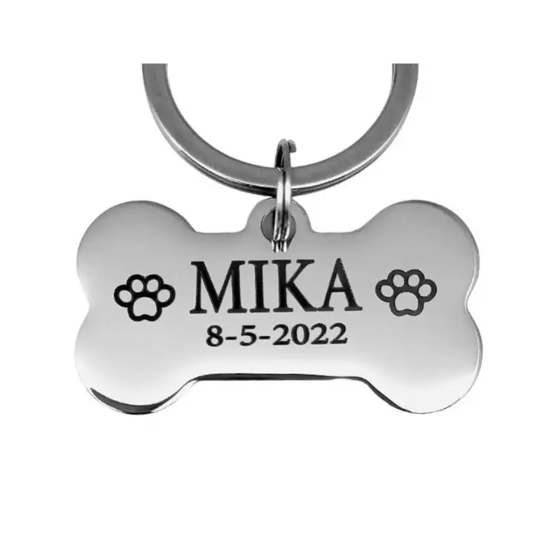 Hondenpenning met naam adres en telefoonnummer leuke hondenpenning Bot laten graveren zilver