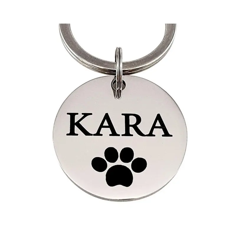 Penning hond of kat met adres aan 2 kanten laten graveren - Mooie katten of hondenpenning met naam zilver