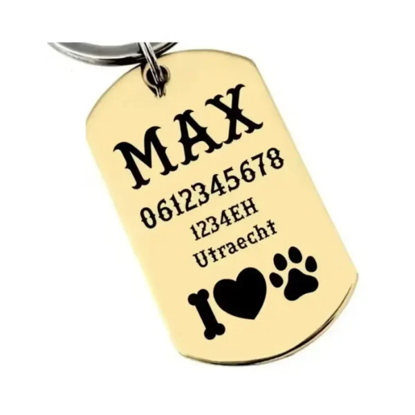 Naampenning hond graveren goudkleurig