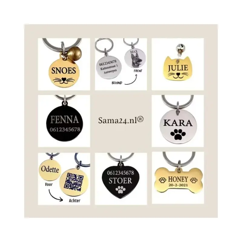 Dieren penning hond of kat graveren met naam Kattenpenning Graveerbaar